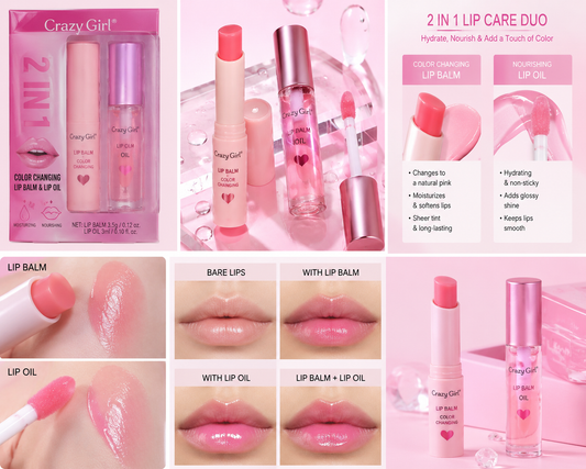 Crazy Girl 2-in-1 Color Changing Lip Balm & Lip Oil 💖